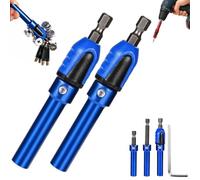 3-in-1 Magnetic Socket Bit Set With Adjustable Depth Sleeve，1/4-Inch Hex，2 PCS | Magnetic Hold Keeps Screws from Dropping, Adjustable Reach for Different Screw Depths for Furniture Assembly (Blue*2)