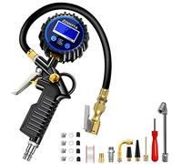 3 in 1 Manometro Pressione Gomme 220PSI Manometro Digitale Pistola Gonfiaggio Pneumatici di Auto con Display LCD 4 Unità di Misura e Accessori Multipli Adatto per Veicoli Palla