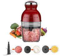 3 in 1 Mini tritacarne tritacarne per verdure, frutta e carne, 1000 ml 250 W, 4 lame, Multi frullatore, tritacarne, frantoio, sbattitore per uova, 5 accessori (rosso)
