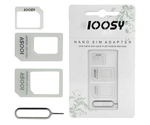 3-in-1 Noosy (nano SIM su scheda Micro SIM + scheda micro SIM su standard + scheda nano SIM per standard -) Kit adattatore per tutti gli smartphone (Apple/Samsung/Sony/HTC/Nokia/ecc).