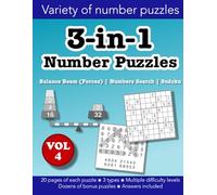 3-in-1 Number Puzzles Volume 4: Balance Beam (Forces), Numbers Search & Sudoku