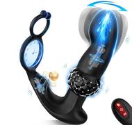 3-in-1 Prostate Massager Anal Plug Cock Ring 12Vib 3Thrust APP/Remote Waterproof Silicone for Couples