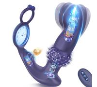 3-in-1 Prostate Massager Anal Plug Cock Ring 12Vib 3Thrust APP/Remote Waterproof Silicone for Couples