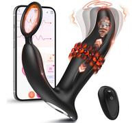 3-in-1 Prostate Massager Anal Plug Cock Ring 12Vib 3Thrust APP/Remote Waterproof Silicone for Couples