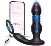 3-in-1 Prostate Massager Anal Plug Cock Ring 12Vib 3Thrust APP/Remote Waterproof Silicone for Couples