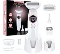 Rasoio da donna, 3 in 1, per donne, rimozione peli del viso, per donne, rasoio elettrico a secco, Ipx7, impermeabile, per zona bikini, ascelle, gambe, ricarica USB