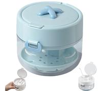 3-in-1 Retainer Case with Mirror & Cleaning Brush, Retainer Storage Case, Auto-Rising Aligner Bath Case with Strainer Basket for Travel & Daily Care (blue)