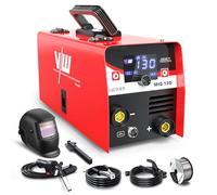 3 in 1 Saldatrice a Filo Continuo No Gas 130A, Saldatrice MIG/MMA | Kit pronto all'uso con casco autoscurante, filo animato No Gas 1,0 mm, display LED digitale e inverter IGBT