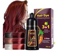 3 In 1 Shampoo Colorante Istantaneo Per Capelli Neri, Tintura Rapida E Di Lunga Durata, Shampoo Colorante Per Capelli Facile Da 500 Ml Per Uomini E Donne (Wine red)