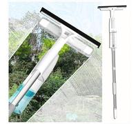 3 in 1 Spruzzo Lava Vetri Finestre con Asta Telescopica, Pulisci Vetri con 3 Panni In Microfibra Tiraacqua Vetri Doccia per Finestre Alte Interne/Esterne