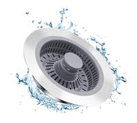 3-in-1 Tappo Lavello Cucina in Acciaio inox, Lavelli Diametro Foro 70-85mm Filtro Lavandino Cucina, Tappo per Lavello per Scarichi Standard