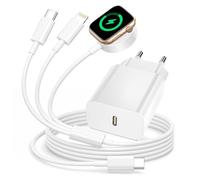 3 in 1 USB C Apple Watch Caricatore Rapido con Cavo 2M, 20W Caricatore USB C e Cavo Ricarica per Apple Watch Series Ultra SE/10/9/8/7/6/5/4/iPhone 17 16 Pro Max/15/14/13/12/11