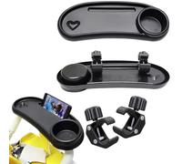 3 In 1 Vassoio Snack Universale per Passeggino, Vassoio Snack per Passeggino, Piatto Cibo per Carrozzina, Fibbia Regolabile 360 Gradi, Rimovibile, per Maggior Parte Dei Passeggini Con Braccioli, Nero