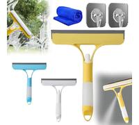 3 in 1 Window Cleaning Scraper,Mirror Squeegee with Sprayer,3 in 1 Window Cleaning Wiper, Double-sided Use, Can be Scraped or Brushed,Suitable for Bathroom,Floor, Kitchen (Yellow)