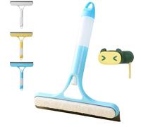3 in 1 Window Cleaning Scraper with Spray, Scrubber & Squeegee - Streak-Free Cleaning on Shower Glass, Car Windshields, Windows, Tiles, Kitchens & Mirrors (Blue)