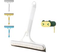 3 in 1 Window Cleaning Scraper with Spray, Scrubber & Squeegee - Streak-Free Cleaning on Shower Glass, Car Windshields, Windows, Tiles, Kitchens & Mirrors (White)