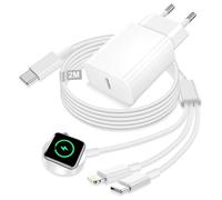 3 in 2 Caricatore per Apple Watch, 2M Mag-Safe Cavo Apple Watch Cavo Ricarica apple Watch Originale Caricatore iPhone e Apple watch per iWatch Serie 9 8 7 6 5 4 3 SE Ultra, iPhone 16 15 14 13 12 11 XS