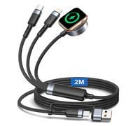 3 in 2 caricatore per Apple Watch, 2M Nylon Cavo Apple Watch Cavo Ricarica apple watch Magnetic Caricatore iPhone e AppleWatch per iWatch Serie 9 8 7 6 5 SE Ultra, iPhone 16 15 14 13 12 11 Pro Max