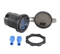 3 In auto 3 0 USB con monitoraggio dell'amperometro del voltmetro digitale per il telefono con funzioni di visualizzazione a LED e installazione semplice (Blu)