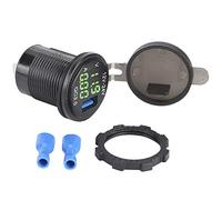 3 In auto 3 0 USB con monitoraggio dell'amperometro del voltmetro digitale per il telefono con funzioni di visualizzazione a LED e installazione semplice (Verde)