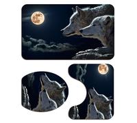 3 in Set Tappeti Bagno Copri Sedile Wc Tappeto Lavabile Lavatrice