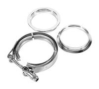 3 Inch Stainless Steel V Band Clamp with 2 Flange Kit Duty Down Pipe Adapter for Systems Blow off Valves High Components Stainless Steel and Iron Construction Easy Installation Sil