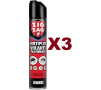 3 INSETTICIDA ZIG ZAG MULTIPLUS VOLANTI MOSCHE E ZANZARE PROFUMATO LAVANDA 500ML