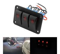 3 Interruttore Rocker Pannello LED Rosso 12V 24V Barca Auto Van Marine