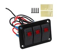 3 Interruttori Pannello con Luce Rossa, Impermeabile e Resistente alla Corrosione - Controllo Universale DC12V 24V per Auto, Barche,