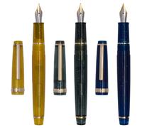 3 Jinhao 82 - Penna stilografica trasparente con finiture dorate (fluorescente trasparente: giallo-verde-blu, extra fine)