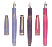 3 Jinhao 82 - Penna stilografica trasparente con finiture dorate (viola-grigio-rosa, extra fine)