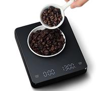 3 kg/0,1 g, bilancia digitale a LED, USB, con timer per espresso e barista, con indicatore LED e tappetini antiscivolo, per fagioli, caffè, cucina, prodotti da forno, 15 x 13 x 2,25 cm