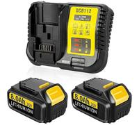 (3) Kit di 2 batterie da 8,0 Ah 20 V/18 V DCB184 con caricabatterie da 4 A per Dewalt DCB180/181/182