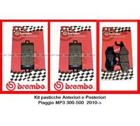 3 Kit Pastiglie Brembo Ant+Post Piaggio MP3 300 - 500 Sport 2010-> 07019 + 07060