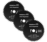 3 lame per sega circolare HSS, 76 x 10 mm, 60 denti, per mini sega circolare a mano