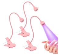 3 lampade per unghie da scrivania a clip, alimentata tramite USB, con collo d'oca regolabile, luce rosa per polimerizzare il gel per unghie, base a morsetto per uso da tavolo