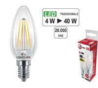 3 LAMPADINE LAMPADINA LED A FILAMENTO 'CENTURY' OLIVA E14-4 W (40W) LUCE CALDA