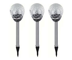 3 lanterne LED da giardino, sferiche, a energia solare