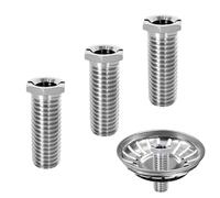 3 lavelli a vite cava M12, per valvole a cestello, viti da 35 mm, in acciaio inox, adatti per lavelli da cucina, lavelli a cestello, accessori per lavello, argentati