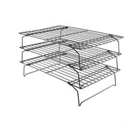3-Layer Foldable Cake Cooling Rack Iron Grid | Foldable design, saves counter space, 3-tier structure, sturdy iron build, black finish