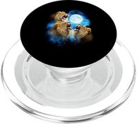 3 leone ululando alla luna colorati animali selvatici blu PopSockets PopGrip per MagSafe