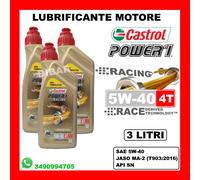 3 LITRI CASTROL POWER 1 RACING 4T 5W40 API SL SN JASO MA-2 IN 3 LATTINE DA 1LT