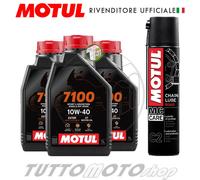 3 litri olio MOTUL 7100 10W40 Moto Scooter 100% SINTETICO-Grasso Catena MOTUL C2