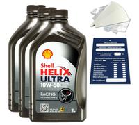 3 Litri Originale Shell Helix Ultra Racing 10W60 Olio Motore 550040760 SET