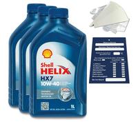 3 Litro Originale Shell Helix Hx7 Olio Motore 10W40 Incl. Imbuto + Rimorchio