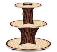 3 Livelli Alzata Torta in Cartone Supporto Cupcake Tema Tronco Legno per Festa di Compleanno Bambini Matrimonio Rustico Espositore per Muffin Dolci Dessert Buffet Feste a Tema Foresta Cupcake Holder