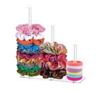 3 livelli Supporto per Scrunchies in Acrilico, Trasparente Organizzatore di Cravatta per Capelli, Porta Cerchietti Bambina, Hair Clip Organizer per Cerchietto Teste, Braccialetto, Gioielli, Orologio