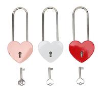 3 lucchetti a forma di cuore con 3 chiavi, lucchetto d’amore in lega di zinco antiruggine per piccoli bagagli, borse, scatole per gioielli e diari; mini lucchetto a cuore nei