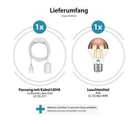 3 m di cavo tessile LEHA interruttore a spina bianco + lampada LED 839lm bianco [EEK: E]