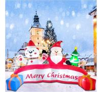 3 m Gonfiabile Felice Natale" Targhetta con Babbo Natale, orso polare, albero di Natale, decorazione gonfiabile per esterni con luci a LED, decorazioni gonfiabili per cortile